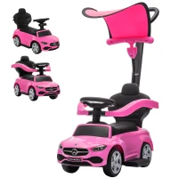 AIYAPLAY Correpasillos 3 en 1 Mercedes-Benz con licencia, barrera de seguridad, espacio de almacenamiento, claxon, 83x40x90cm, Rosa(m-11)