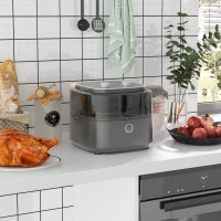 HOMCOM 6.5L Family Size Air Fryer Oven with Rapid Air Circulation and Recipes, Airfryer for Oil Free with Adjustable Temperature, 60-Minute Timer and Non-stick Basket, 1350W, Grey(m-12)
