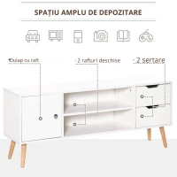 HOMCOM Mobilier Suport TV Modern si de Design din Lemn Alb pentru TV Max. 42"(m-7)