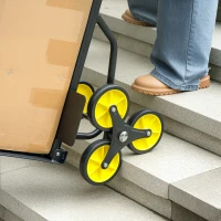 DURHAND Diable d'escalier pliable 120 kg 6 roues, diable demenagement en acier avec cordes télescopiques, 44x67x106,5cm, jaune(m-8)