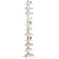 HOMCOM Turmregal 11 Ablagen, hohes schmales platzsparendes Regal, Weiß(m-6)