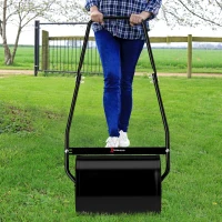 Outsunny Rouleau à Gazon Jardin en Acier avec poignée dim. 47L x 32l x 105H cm lestage Max. 30 L Noir(m-10)