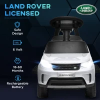 AIYAPLAY 2-in-1 Land Rover Licensed 6V Kids Electric Ride On Car, Sliding Car w/ Headlights, Music, for 18-60 Months, White(m-5)