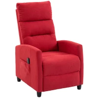 HOMCOM Fotoliu Masaj Reclinabil Manual 160° din Chenille cu Suport Picioare, Telecomandă, Buzunare, Roșu Vin(m-1)