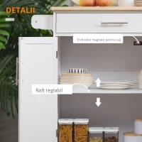 HOMCOM Cărucior de bucătărie pe roți cărucior de servire insulă de bucătărie cu sertar, dulap și suport pentru prosoape - alb(m-7)