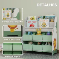 AIYAPLAY Estante Infantil para Brinquedos com 6 Caixas de Tecido Não Tecido Organizador de Brinquedos com 2 Prateleiras 63x30x71 cm Verde(m-5)