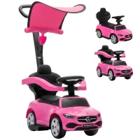 AIYAPLAY Correpasillos 3 en 1 Mercedes-Benz con licencia, barrera de seguridad, espacio de almacenamiento, claxon, 83x40x90cm, Rosa(m-1)