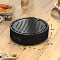 HOMCOM Electric Ceramic Hob with Grill Plate, Multifunctional 36cm Plug in Electric Hob with 4 Heat Levels for All Type Pot(m-3)