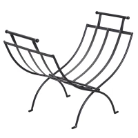 Outsunny Metal Firewood Log Holder Indoor Outdoor Folding Firewood Rack Fireplace Wood Storage Shelf w/ Handles, Black, 60W x 35D x 45Hcm(m-1)