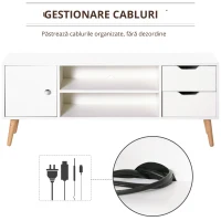 HOMCOM Mobilier Suport TV Modern si de Design din Lemn Alb pentru TV Max. 42"(m-8)