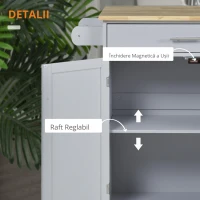 HOMCOM Dulap mobilier de bucătărie cu roți dulap de servire Insulă de bucătărie cu sertar de dulap și suport cârpe - gri(m-4)