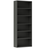 HOMCOM Bibliothèque étagère de rangement 6 niveaux avec étagères réglables pour salon, chambre, bureau, 60x24x158,5cm, noir