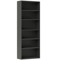 HOMCOM Bibliothèque étagère de rangement 6 niveaux avec étagères réglables pour salon, chambre, bureau, 60x24x158,5cm, noir(m-1)