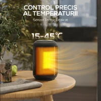 HOMCOM Încălzitor electric reglabil cu 3 moduri și timer 24h, din PP și PA ignifug, 14x14x21,5 cm, negru(m-7)