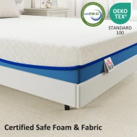 HOMCOM Saltea 90x190 cm, saltea 1 persoană, spumă cu memorie cu ceai verde, husă detașabilă lavabilă, fermitate medie(m-6)