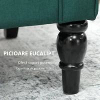 HOMCOM Fotoliu elegant cu urechi, bine tapițat, husă detașabilă, 74 x 86 x 102 cm, Verde închis(m-5)