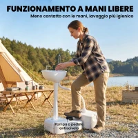 Outsunny Lavabo Portatile da Campeggio con 2 Ruote, Serbatoio Acqua 17L e Serbatoio Sapone 2.5L, 83x50x103cm(m-5)