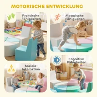AIYAPLAY 8-delige Schuimblokken Kinderen Zachte Bouwstenen met Tafel- en Krukontwerp Klimmen Bouwblokken van PU Meerkleurig(m-9)