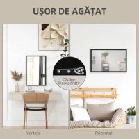 HOMCOM Oglindă de Perete Dreptunghiulară cu Agățători, din Sticlă și MDF, 40x60 cm, Negru(m-5)