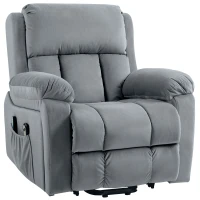 HOMCOM Poltrona Alzapersona a 8 Punti Massaggianti e Tasca Portaoggetti, in Finta Pelle e Acciaio, 90x95x103 cm, Grigia(m-11)