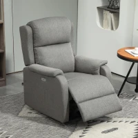 HOMCOM Fotoliu Reclinabil cu Suport pentru Picioare, din Material Textil cu Aspect de In, Lemn și Metal, 77x91x106 cm, Gri Închis(m-10)
