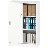 Vinsetto Armoire de Bureau 2 Portes coulissantes verrouillables dim. 80L x 40l x 120H cm 2 étagères en Bois Blanc(m-11)
