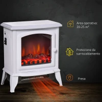 HOMCOM Camino elettrico 1000/2000W con temperatura regolabile, bianco(m-6)