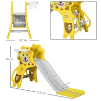 AIYAPLAY Baby Slide with Basketball Hoop, Climber, Easy to Assemble Kids Slide for Indoor Use, for Ages 18-36 Months - Yellow(m-3)