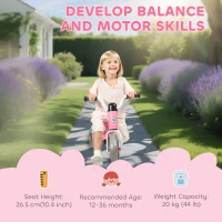 AIYAPLAY Toddler Balance Bike with No Pedal, 3 Silence Wheels for 12-36 Months Boys and Girls, Indoor Outdoor, Pink(m-4)