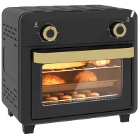 HOMCOM Minibackofen mit Umluft, Heißluftfritteuse, Timer, Innenbeleuchtung, 10L, Schwarz(m-12)