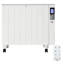 HOMCOM Stufetta Elettrica da 1000/2000W con Timer e Impostazioni di Calore per Stanze max 15 m², 75x31x66.5 cm, Bianco(m-11)