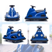 AIYAPLAY Kids Bumper Car, 360° Rotation Spin Electric Waltzer Car with LED Lights, Music for Ages 3-8 Years Old, Blue(m-9)