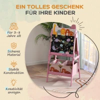 AIYAPLAY 2-in-1 Kinder Tekenezel met Whiteboard, Krijtbord en Opbergdozen, voor Kinderen van 3-8 Jaar, Roze(m-6)