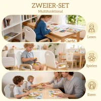 AIYAPLAY Holzstuhl-Set für Kinder, rutschfeste Fußpads, 3-9 Jahre, höhenverstellbar, Weiß(m-5)