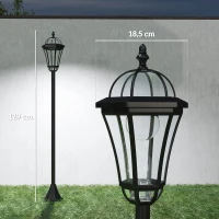 Outsunny 2 lampadaires sur pied solaires d'extérieur jardin avec 2 lampes LED blanc 6000K IP44 Ø18,5 x 129H cm noir(m-3)