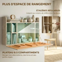 HOMCOM Bureau suspendu table murale table d'ordinateur murale et tablette rabattable avec rangements - 77 x 20 x 51 cm(m-5)