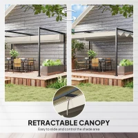 Outsunny 3x2m Metal Pergola with Retractable Roof, Garden Gazebo Canopy Shelter for Outdoor, Patio, Cream White(m-4)