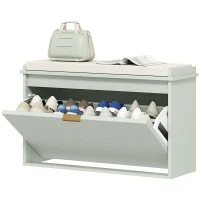 HOMCOM Elegant Eight Shoe Bench, with Top Seat - Green(m-11)