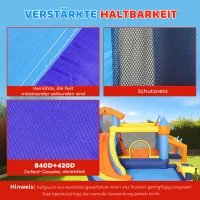 AIYAPLAY 8-in-1 Hüpfburg mit Gebläse Rutsche Planschbecken Trampolin Kletterwand für Indoor Outdoor 350x325x210cm Mehrfarbig(m-5)