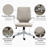 Vinsetto Sedia da Ufficio Ergonomica con Altezza Regolabile e Funzione Dondolo, 62x69x92-100cm, Beige(m-7)