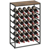 HOMCOM Weinregal für 30 Flaschen freistehendes Flaschenregal aus Metall für Keller Lagerraum 59 x 30 x 88,5 cm Rustikal-Braun(m-12)