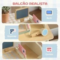 AIYAPLAY Supermercado de Brincar em Madeira com Caixa Registadora, Scanner, Cartão, Quadro, Caixas, Toldo e Acessórios, Verde(m-5)