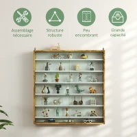 HOMCOM Vitrine pour collection vitrine murale 80 x 9,5 x 83 cm 6 étagères réglables en hauteur 2 portes coulissantes en verre(m-6)