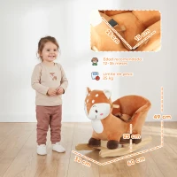 AIYAPLAY Caballo Balancín para Bebés de 12 a 36 Meses Diseño de Ciervo Base Ancha con Sonidos y Cinturón de Seguridad Marrón Oscuro(m-3)