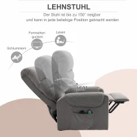 HOMCOM tv-stoel opstahulp stoel met massagefunctie verwarming donkergrijs(m-5)