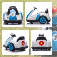 AIYAPLAY Kids Bumper Car with 360-Degree Rotation, 6V Electric Ride On Car with Music and Horn for 3-8 Years Old, Blue(m-9)