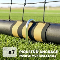 SPORTNOW But de Football pour Enfant et Adulte 3 x 2 m, Envoloppé Mousse de Protection, 7 Piquets de Sol, Filet en PE, Jaune(m-6)