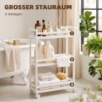 HOMCOM Servierwagen, 3 Etagen, Lamellenböden, Herausfallschutz, Bambus, 55 x 20 x 75 cm(m-4)