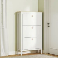 HOMCOM Meuble à chaussures 21 paires, armoire à chaussures avec 3 tiroirs rabattables, étagères amovibles et réglables, blanc(m-2)