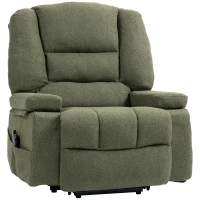 HOMCOM Fauteuil releveur relax électrique, fonction massage et chaleur, inclinaison réglable, repose-pied, télécommandes, vert(m-12)